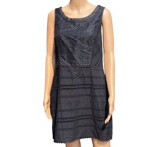 J.Crew Women's Dress Size 6 Black Eyelet‎ Texture Crochet Sheath Cotton Capsule
